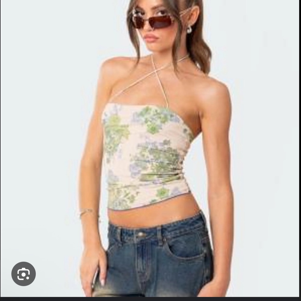 NWOT Edikted Garden Party Floral Multi Wear Cross-Neck Tank Top/Camisole